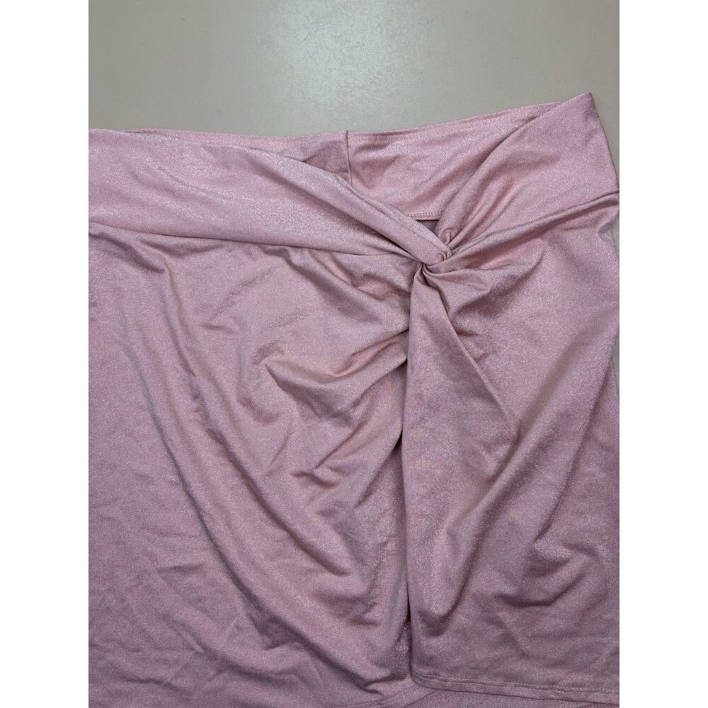 Shade Shore Swim Skirt Cover Up M Pink Metallic Knot Front Mini NWT - Picture 6 of 7